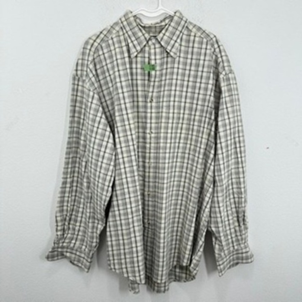 Banana Republic Men's Long Sleeve Grey Plaid Button Down Shirt Casual Workwear
